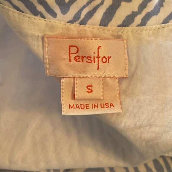 Persifor Clare Dress Flutter Sleeve Shift Dress 100% Cotton Block Print Small - Picture 6 of 9